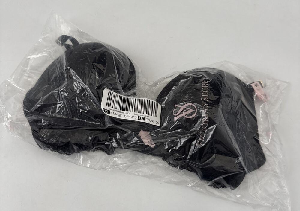 Victoria Secret Black Bra 36D Lace Back NEW NWT